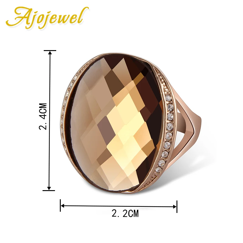 Ajojewel Green/Champagne Large Ring With Crystal Stone Women Trendy Party Jewelry Mom Gift image 3