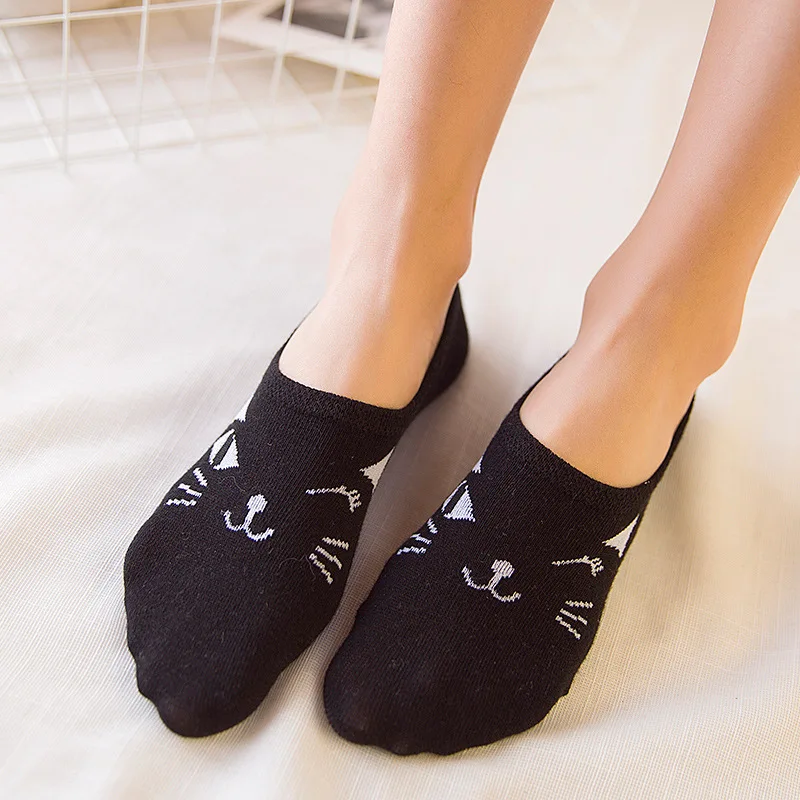 CAT Warm comfortable cotton bamboo fiber girl women's socks ankle low female invisible color girl boy hosier 1pair=2pcs WS114