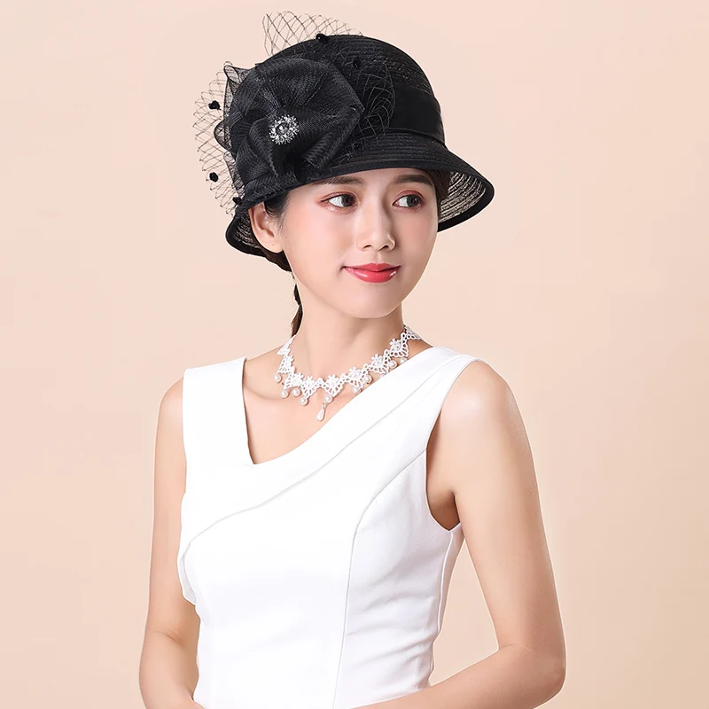 Female Hat Lady Fedoras Sunscreen Cap Fashion Royal Ascot Holiday Sun Protection Hats Cheltenham Festival Women Cool Caps H6614