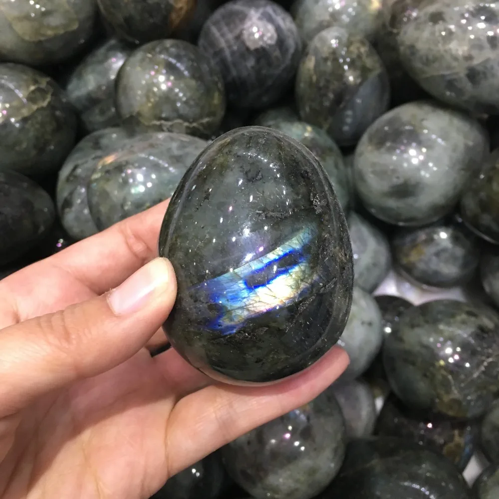 150g Natural Labradorite Crystal egg Rough Polished Rock From Madagascar