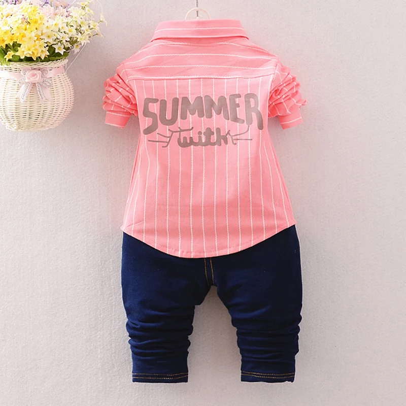 DIIMUU 2PC Toddler Boy Dress Kids Children Boys Clothing Outfits Casual Evening Party Suits Bow Tie Striped + Shirt Denim Pants