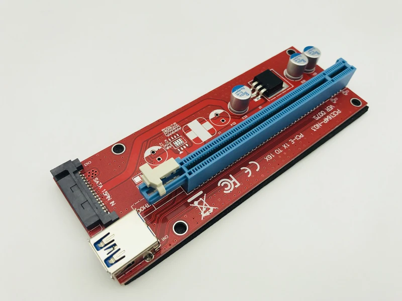 Red 60cm PCIE PCI Express 1x To 16x Riser Card USB3.0 Cable SATA Power Cable PCIE Riser 007 for Bitcoin Mining BTC Graphics Card