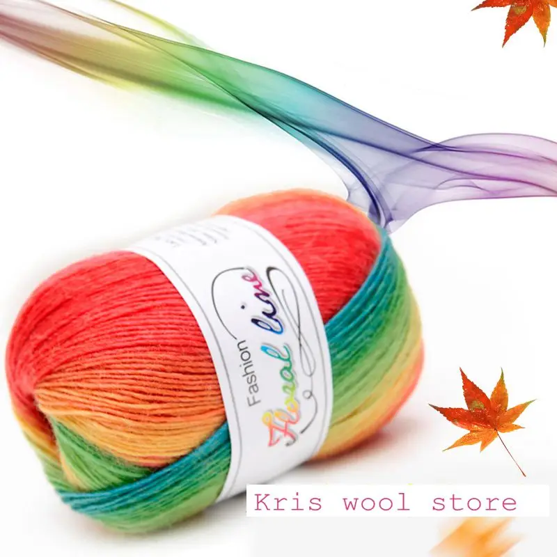 High Quality 100% Australian Wool Crochet Yarn Thick For Hand Knitting Laine A Tricoter Rainbow Space Dyed Baby Yarns Wool Threa image 4