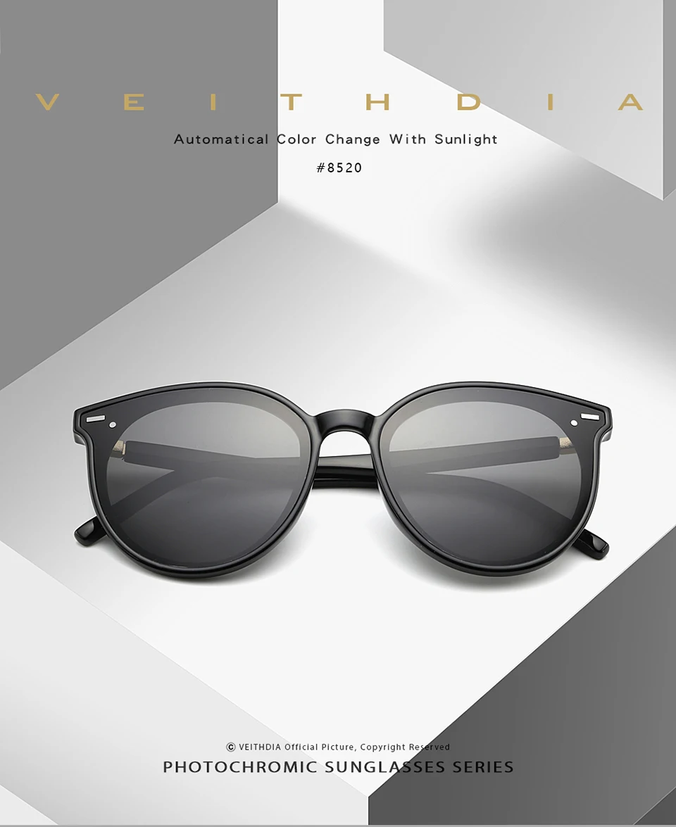 Veithdia Marke photo chrome Frauen Mode Sonnenbrille polarisierten Spiegel UV400 Linse Vintage Tag Nacht Dual Sonnenbrille weiblich V8520 – Detail 3