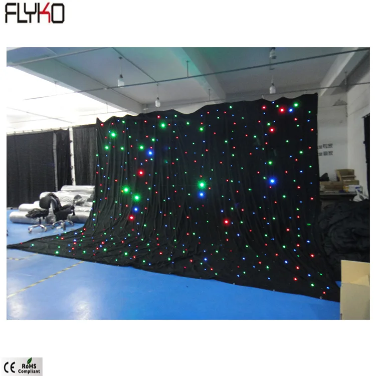 Fireproof velvet led star curtain rgbw 5x6m DMX function for wedding backdrop