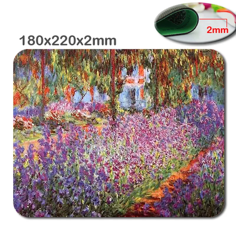 Rectangle Gaming Mouse Pad Mat Art Print Monet Artists Garden in 220*180mm*2mm /290*250*2mStylish, durable office accessory 