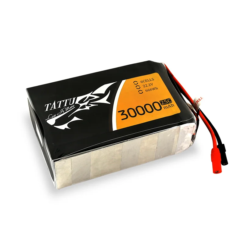 1pcs TATTU Batteries 6S 30000mAh 22.2V 25C 6S1P 666wh LiPo Battery Pack with AS150 + XT150 Plug Connector for UAV Drones