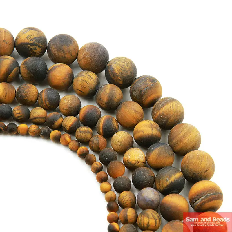 Natural Dull Polish Matte Brown Gold Color Tiger Eye Agata Beads For Jewelry Making MYTB01