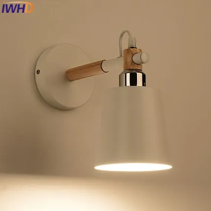 

IWHD Iron Arandela Wood Led Wall Light Modern Indoor Lighting FIxtures Sconce Creative Kitchen Stair Bar Lamparas de Pared