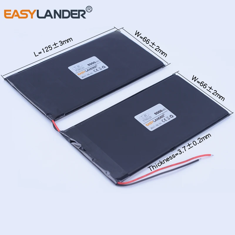 7.4V 5000mAh 충전식 리튬 폴리머 리튬 이온 배터리, 큐브 U30GT U30GT1 U30GT2 태블릿 pc 배터리 플레이트 3766125*2