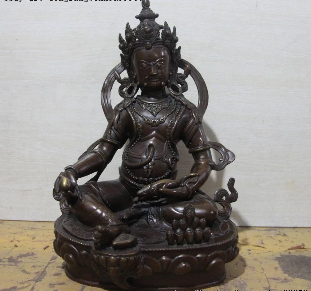 Tibetan Buddhism Copper Bronze Yellow Jambhala Wealth God Mammon Buddha Statue