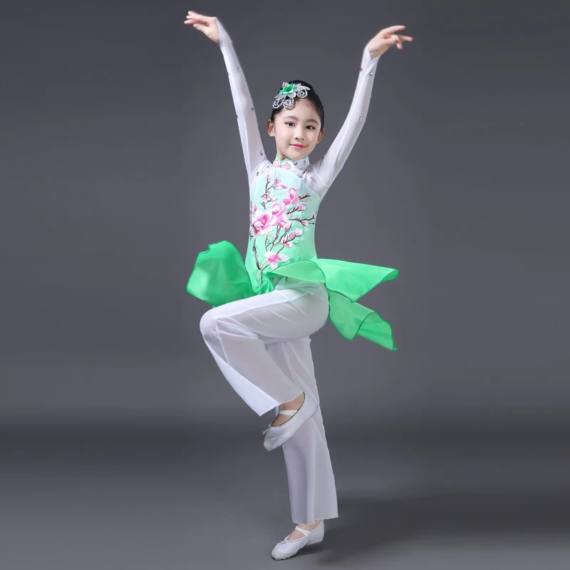 Hanfu de style chinois pour enfants, danse folklorique classique, vêtements de performance de danse parapluie pour filles, fan, 303, nouveau