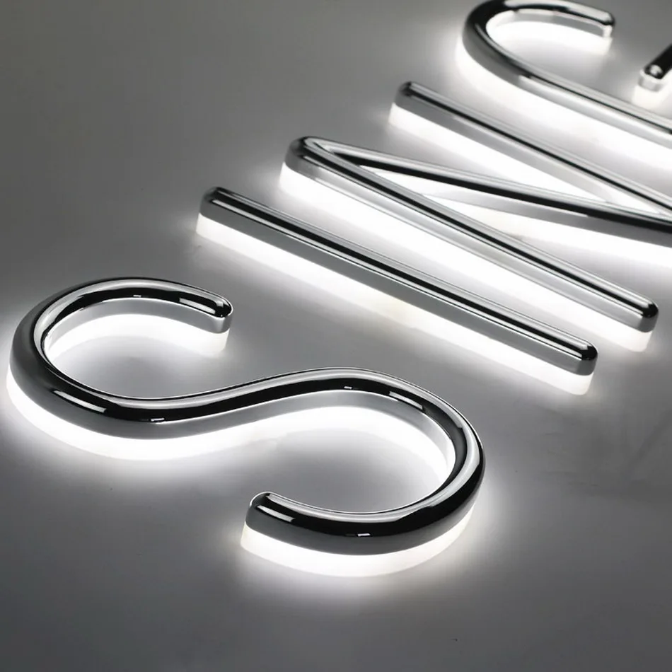 Outdoor durable  Vacuum coating silver acrylic shop front halo lit letter sign