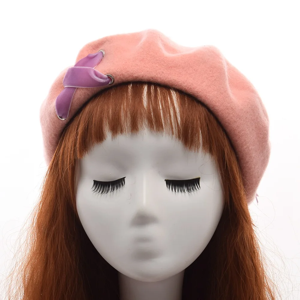 Girl\'s Beret Lolita Wool Felt Winter Hats for Women Fashion French Style Painter Beanie Cap