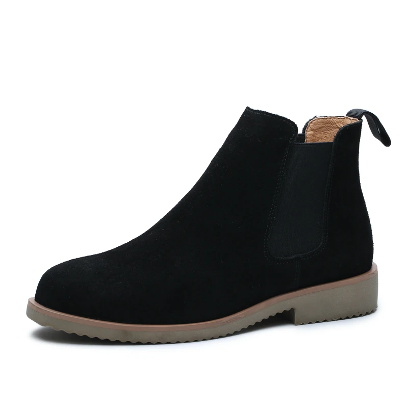 

new arrival mens chelsea boots slip-on genuine leather shoes pointed toe ankle boot comfortable short booties tooling botas man