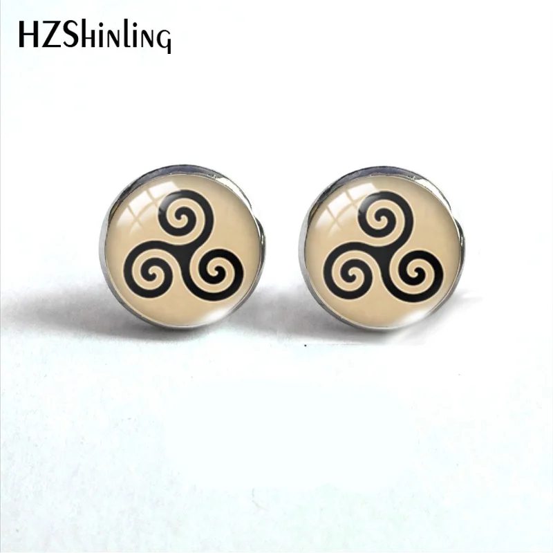 2019 Teen Wolf Triskele Glass Stud Earring Triskelion Allison Argent Earring Glass Cabochon Hot Bronze