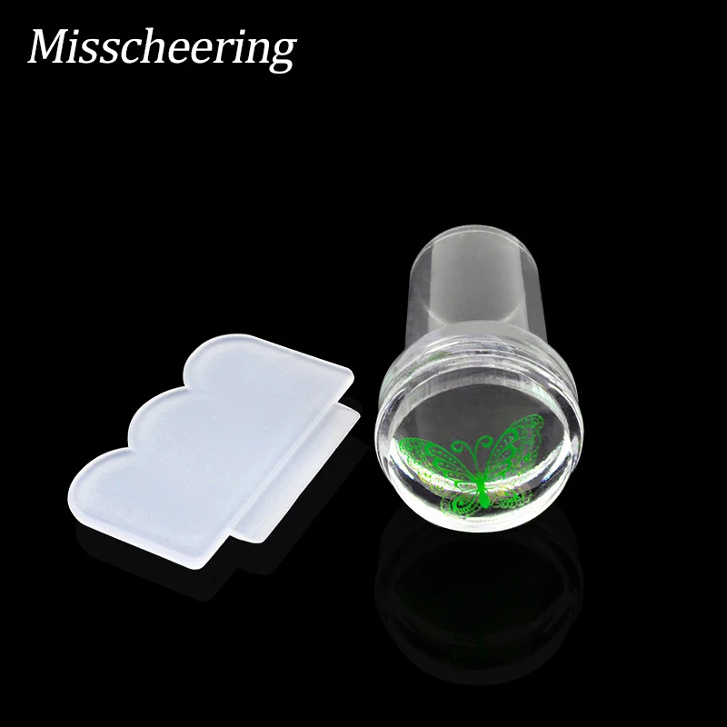 Mini geléia transparente Nail Art Stamper, raspador, DIY design polonês, impressão do selo de silicone, ferramentas de estampagem, 2,4 cm