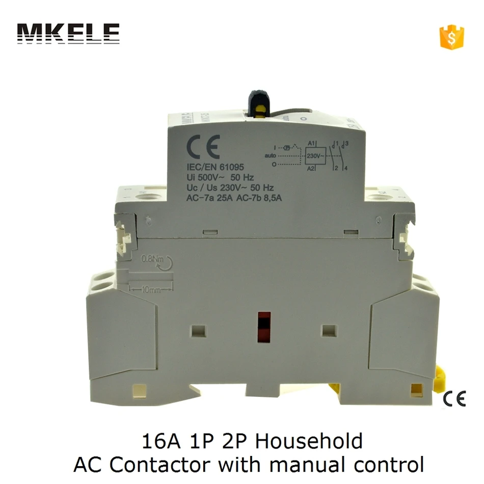 CT 16A 2P الدين السكك الحديدية AC المقاولين لفائف 220V 110V 24V مع التحكم اليدوي Contator البنيوية 2NC