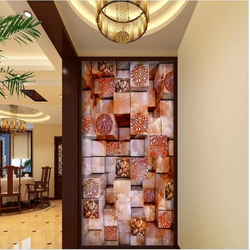 

wellyu Customized large - scale murals high - grade marble 3D entrance jade relief TV backdrop non - woven wallpaper