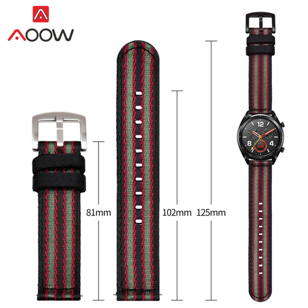 Nylon Strap 18mm 20mm 22mm 24mm for Samsung Galaxy Watch Active2 40mm 44mm Gear S2 Active2 Huawei Canvas Watchband Band Bracelet