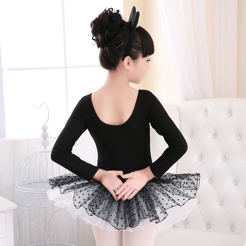 Children's dance clothing girls ballet skirt Qiu Shaqun practice uniforms long-sleeved performance clothes dress Puff skirt