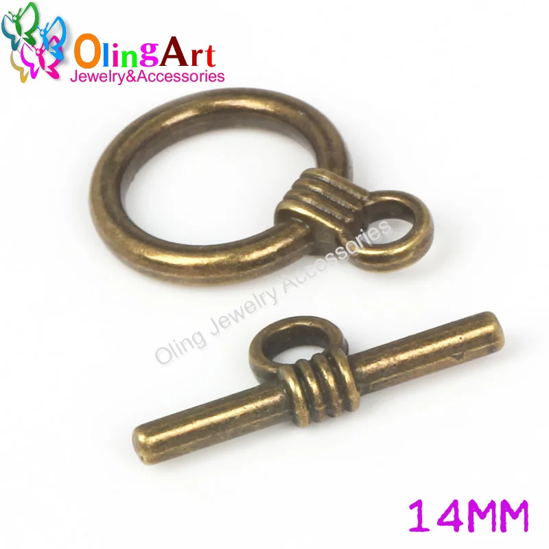 OlingArt 14*20MM Toggle Clasps Round Antique Bronze/silver-color/gold-color rose gold color Bracelet necklace DIY jewelry making