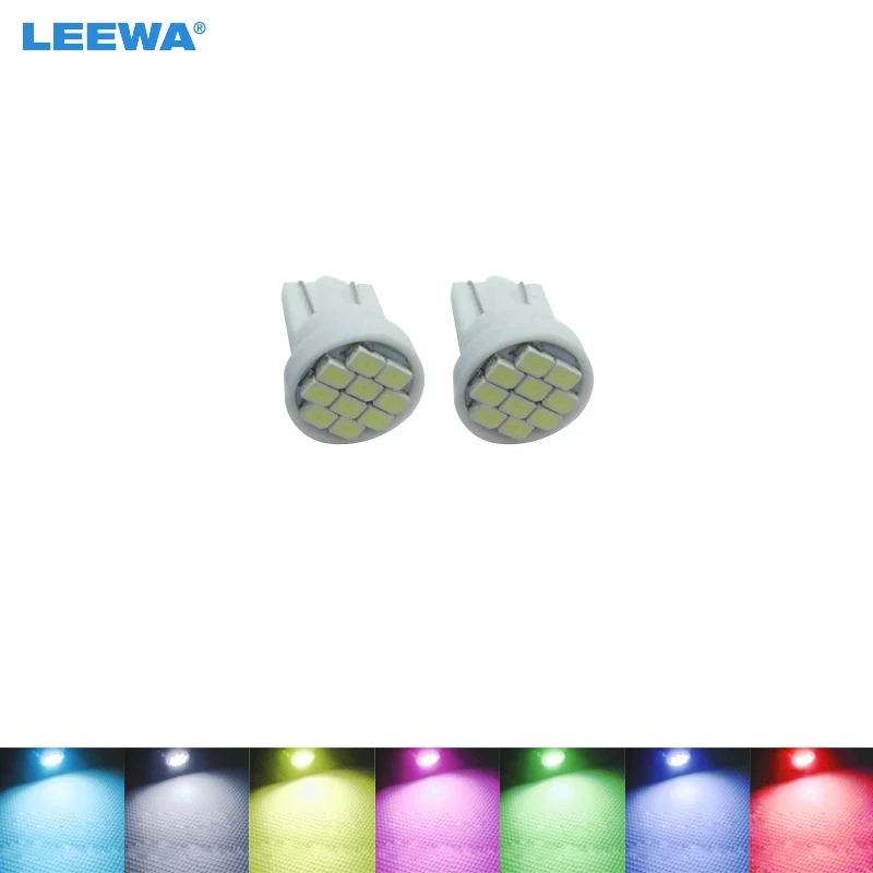 

LEEWA 1000pcs Car T10 194 168 10-SMD 1206 Chip Car Wedge LED Light Bulb DC12V 7-Color White,red,blue,green,pink,ice blue #CA1718