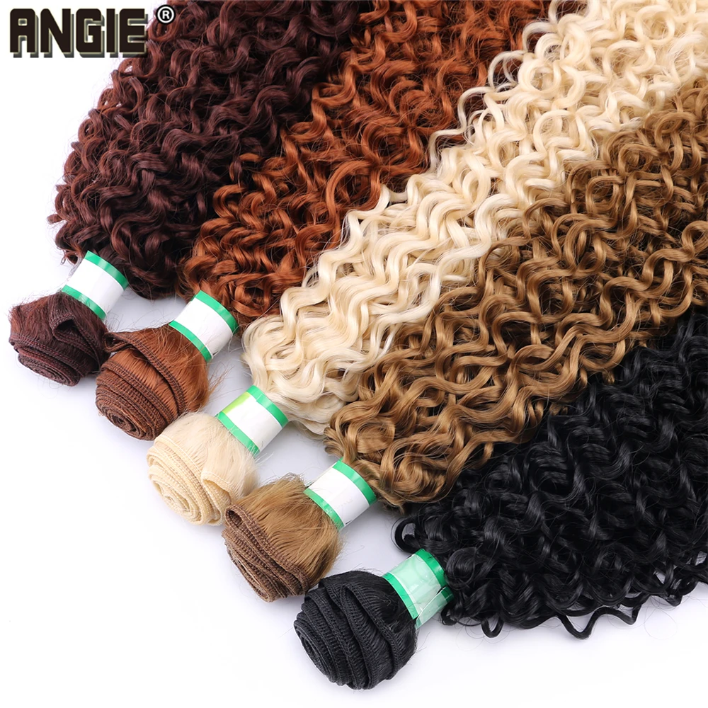 100 Gram 14-30 inch Afro Kinky Curly Hair Extension golden pure color Bundles Heat Resistant Synthetic Hair Weaving for Women