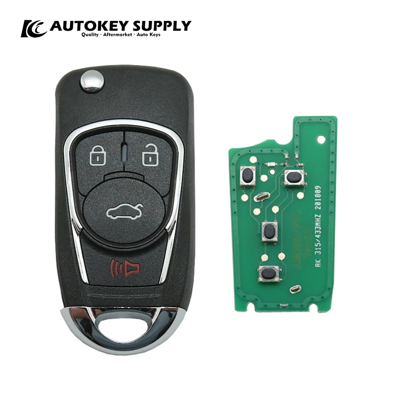 Modificato per Ford 3 1 pulsanti chiave a scatto remota 315/433MHz senza lama AutokeySupply AKFDC437