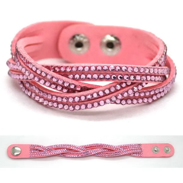 TYO-pulsera de cuero tejida de Color para mujer, brazalete de moda, venta al por mayor, 14 colores para elegir, novedad