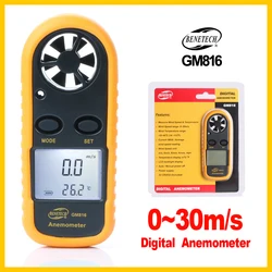 Portable Digital Anemometer Meter Temperature TesterWind Speed Gauge Meter 30m/s LCD Hand-held tool GM816-BENETECH