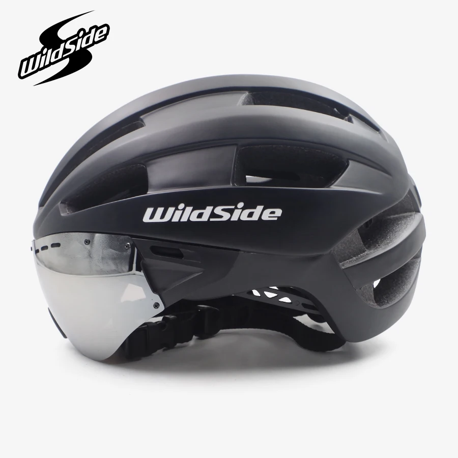 Wildside Bicycle Helmet Racing Time-Trial Helmet With Goggles In-mold Adult EPS Aero Ultralight Road MTB Cycling Casco Ciclismo