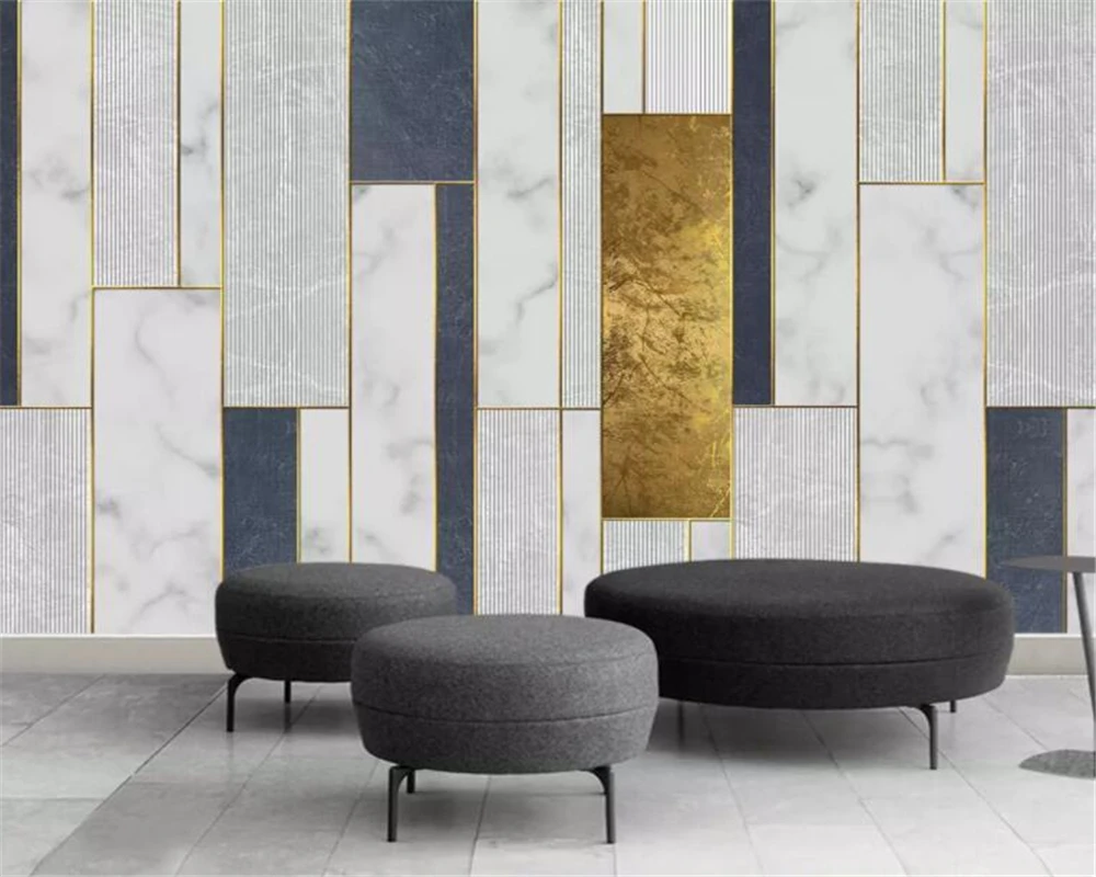 

wallpaper for walls 3 d Modern minimalistic geometric gold lines mosaic pattern TV background wall 3d wallpaper mural