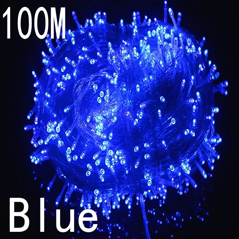 blue colour 100 meter 800 LED Christmas Lights 8 Modes for Decorative Christmas Holiday Wedding Parties Indoor / Outdoor Use