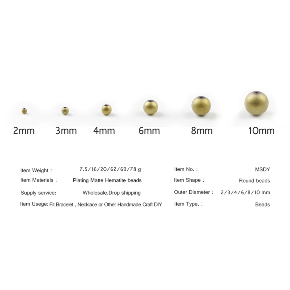 Polish Hematite Beads Matte Plating Multi Mixed color 2 4 6 8 10mm Gold Plated Round Loose Beads for Jewelry Bracelet Making DIY