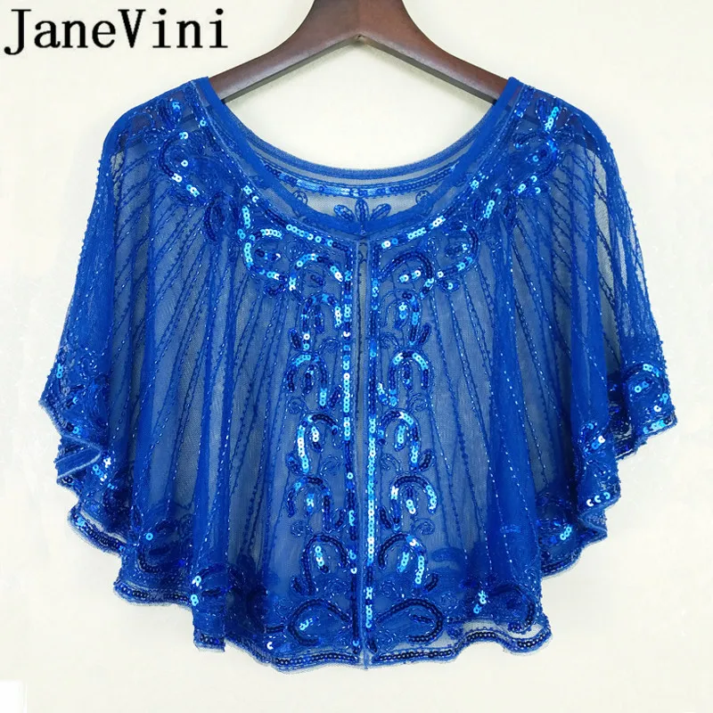 JaneVini-abrigo de lentejuelas plateadas para mujer, chal elegante con cuentas para bodas, fiesta de noche, Bolero, chaqueta, accesorios, 2019