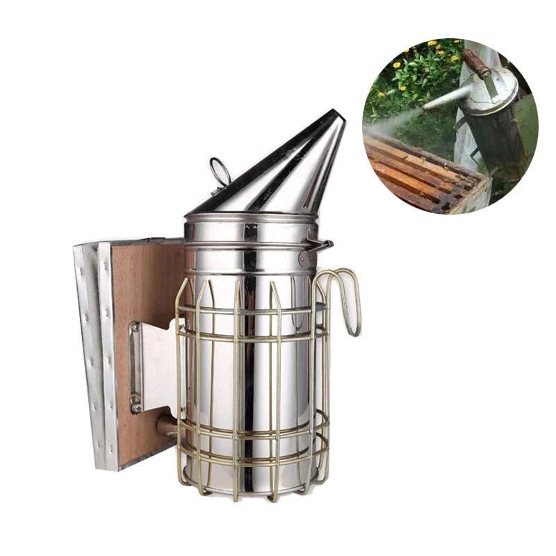 1 Pc Beekeeping Tool Stainless Steel Bee Hive Smoker Galvanized Iron With Heat Shield Protection Beekeeping Equipment