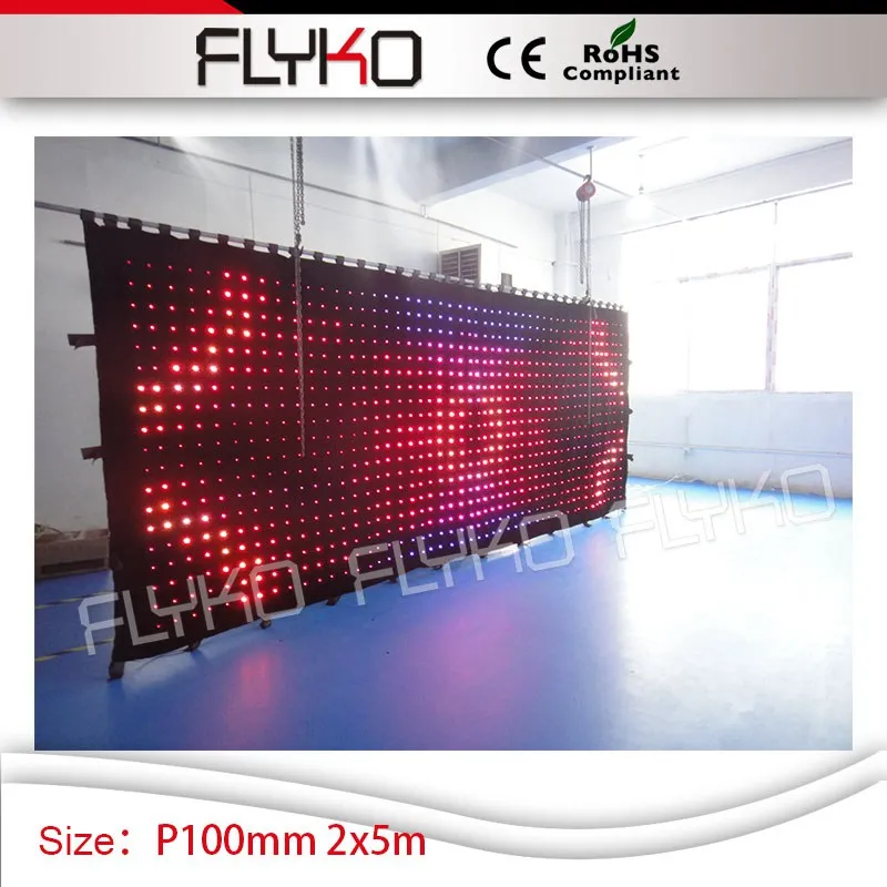 P10cm stage backdrop video display 2m height x 5m length vision curtain led tv show lighting display led screen