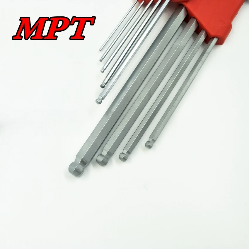 MPT 9-Piece Extra-lungo Braccio Palla End Chiave Esagonale Set T10-T50 Allen Wrench Set