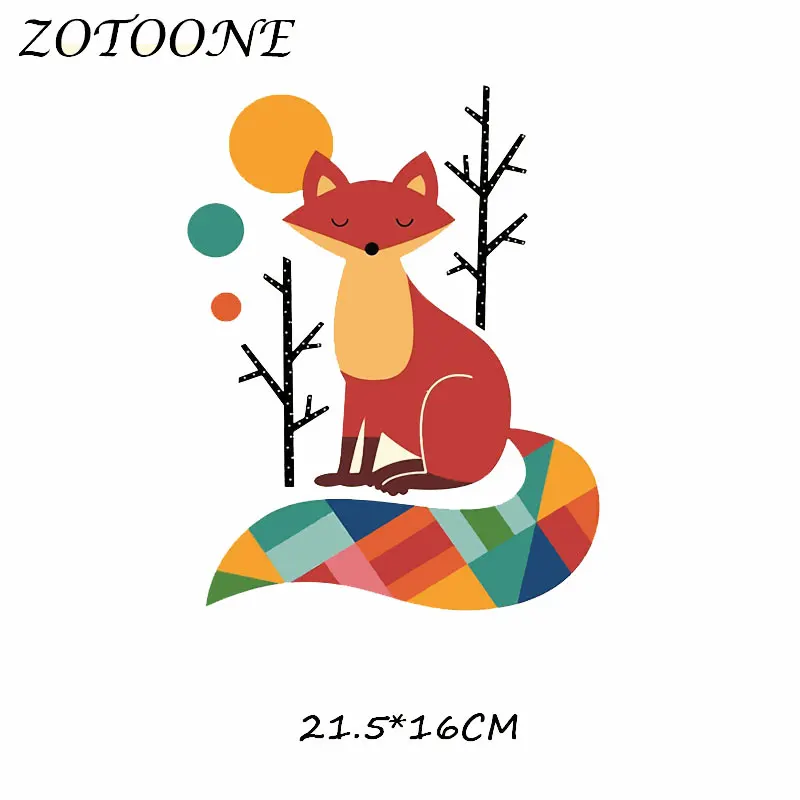 ZOTOONE Iron on Patches for Clothes Heat Transfer Colorful Fox Patch Washable T Shirt Stickers for DIY Accessory Applique Kids C