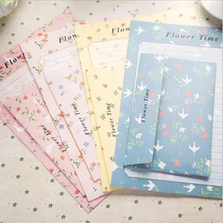 Conjunto de papel de flores para Carta, sobres pequeños con dibujos de animales, conejo creativo, Retro, 6 + 3