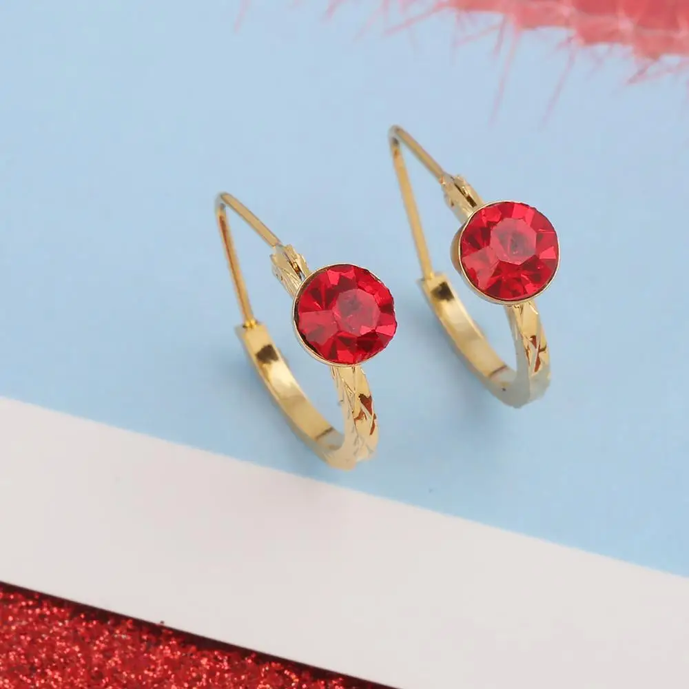 Ethiopian Small Red Stone Earrings for Girls Arab African Jewelry Gift Wholesale