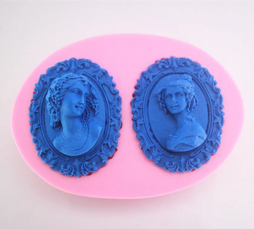 LARGE Cameo lady brooch style Cabochon candy Mold, Sugarcraft fondant gunpasted, 11x8x2cm   FM140