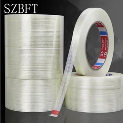 SZBFT 1pcs 5-15mm*50M Strong glass fiber tape  transparent striped single side adhesive tape