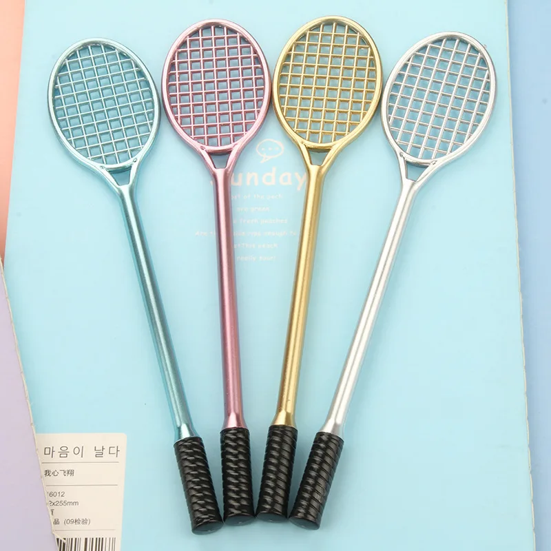 4 Pcs Creative Badminton Racket Gel Pen Kawaii School Supplies Gel Ink Pen School Stationary Office Suppliers Pen Kids Gift