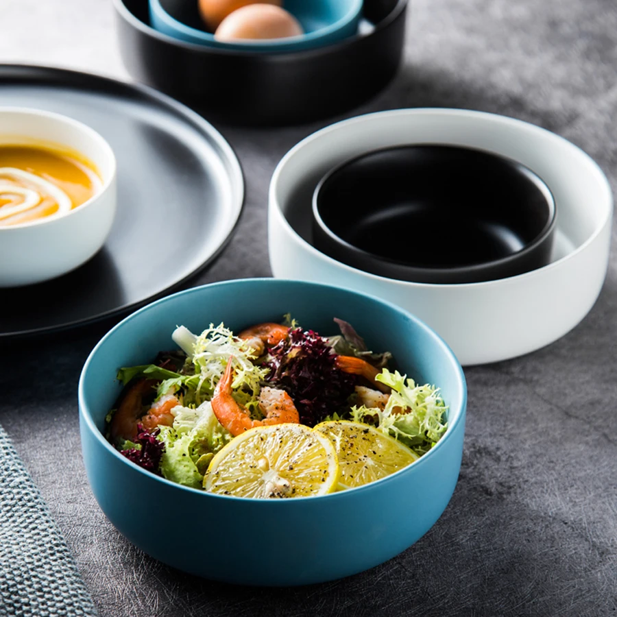 MUZITY Ceramic Bowls The Nordic Style Porcelain Soup Bowl 4.5/6 inch Pigmented Salad Or Rice Bowls