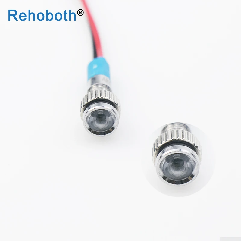 6mm 6V  LED Metal Indicator light 6mm waterproof Signal lamp dot signal light with wire red yellow blue green white