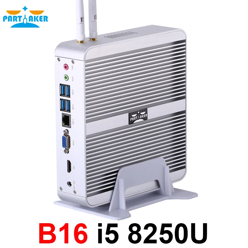 Partaker B16 Intel Core i5 8250U DDR4 Fanless Mini PC WIN10 Mini PC Windows10 With HDMI VGA USB