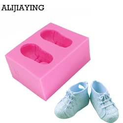 M0141 3D Baby shoes silicone mold,fondant cake baking resin clay candy chocolate soap mould cake decoration tools