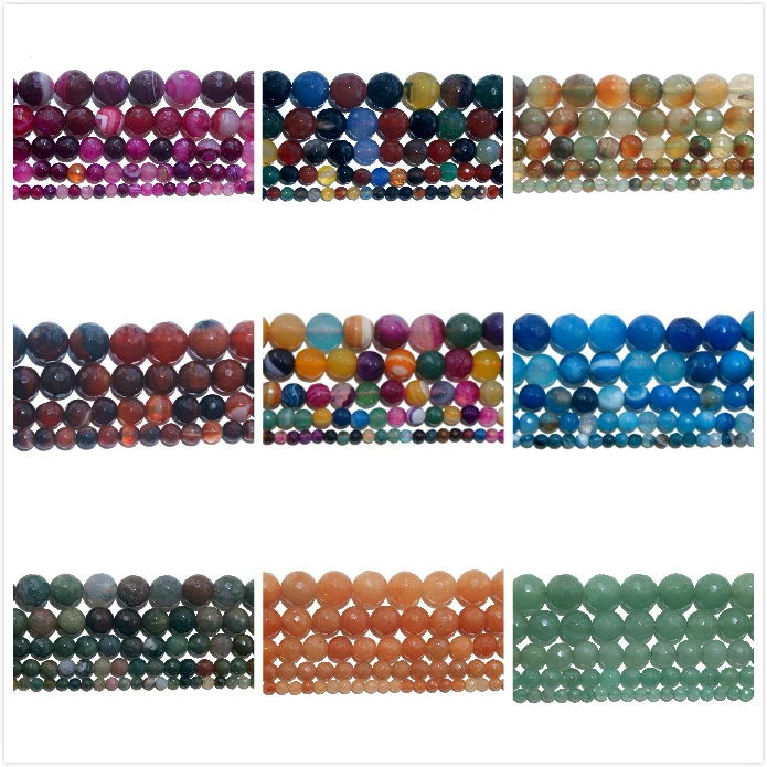 4 6 8 10 MM Fasetowany koralik z kamienia naturalnego Różowy kwarc Ametysty Agaty Amazon Lapis lazuli Do tworzenia biżuterii Bransoletka DIY Naszyjnik